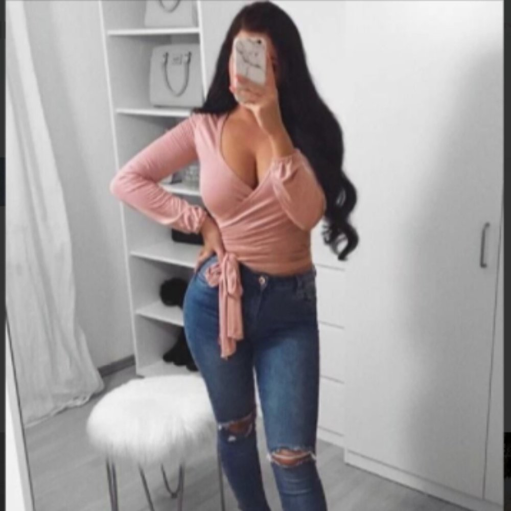 Surplice Wrap Self Tie Crop Tee